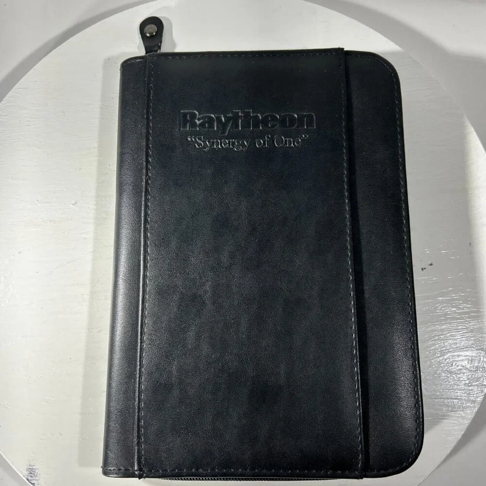 Raytheon Synergy of One Leather Case with Notepad Journal Page Size 8 x 5 BLACK